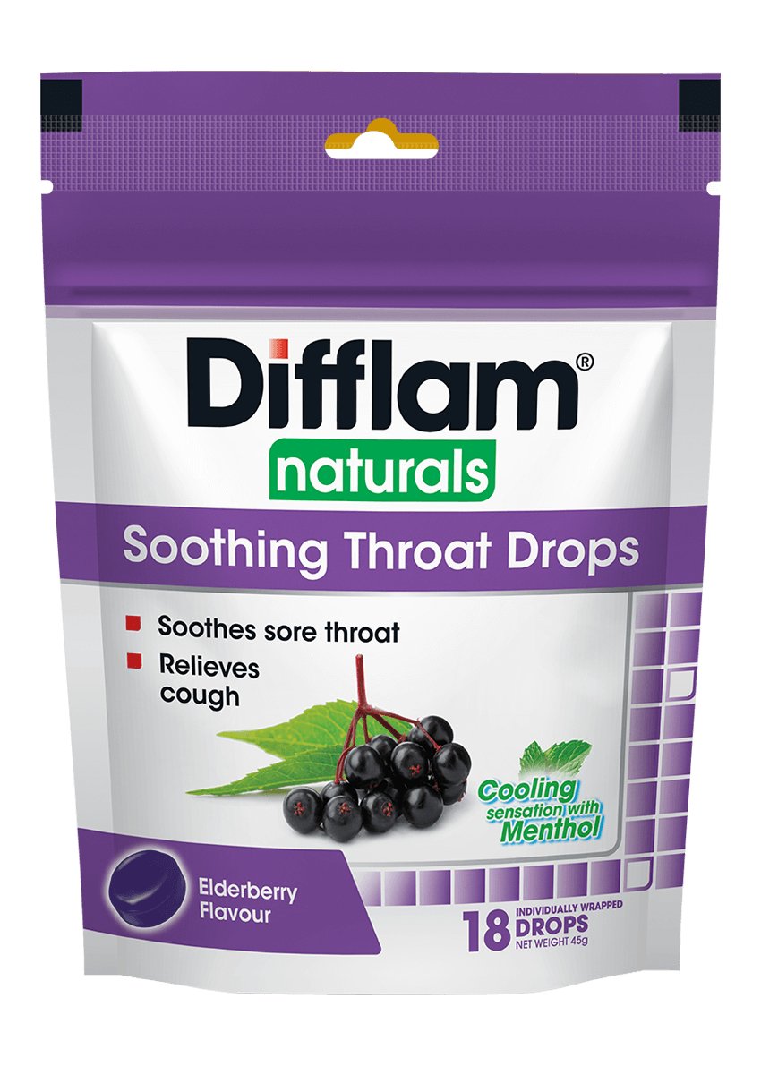 Difflam Naturals Soothing Throat Drops Elderberry Flavour
